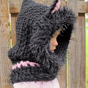 Crochet PATTERN The Cat's Meow crochet hood pattern, cat hat pattern, hooded cowl pattern 3 sizes Toddler Child Adult PDF Download image 2