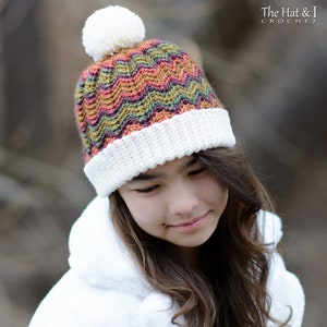 Crochet Hat PATTERN Peak 2 Peak Beanie crochet pattern chevron hat, boy girl beanie hat pattern 6 sizes Baby Adult PDF Download image 7