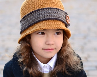 Crochet Hat PATTERN - Uptown Girl - crochet pattern for boys & girls cloche or bowler beanie hat (8 sizes | Baby - Adult) - PDF Download