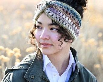 CROCHET PATTERN - Boho Headband - crochet head wrap pattern, twisted turban style ear warmer pattern (6 sizes | Baby - Adult) - PDF Download