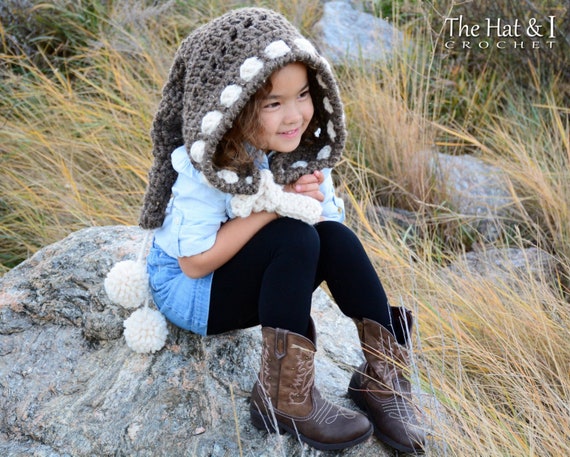 CROCHET PATTERN - Forest Fairy - crochet hood pattern, pixie hat pattern, fairy hood pattern (2 sizes | Child & Adult) - PDF Download