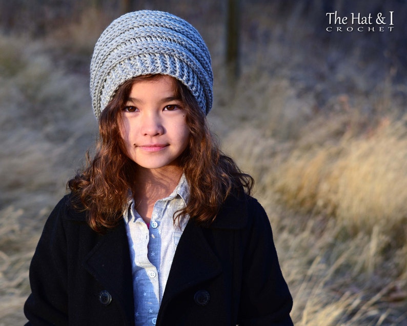 Crochet Hat PATTERN Roll With It crochet pattern for slouchy beanie hat 4 sizes Toddler Child Adult sizes PDF Download image 3