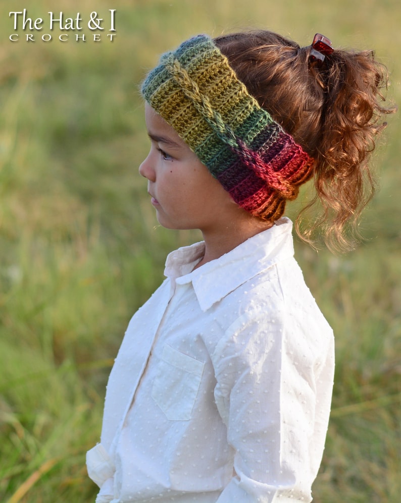 Crochet PATTERN Autumn Breeze Headwrap crochet headband pattern, braided ear warmer pattern 5 sizes Baby Adult PDF Download image 4