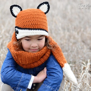 Crochet PATTERN Fox Fancy crochet fox hat pattern cowl scarf pattern, beanie pattern 3 sizes Toddler Child Adult PDF Download image 3