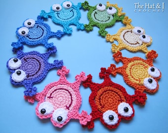 Crochet PATTERN - Hoppy Frogs - crochet frog pattern, frog applique pattern, frog coaster pattern, frog prince pattern - PDF Download
