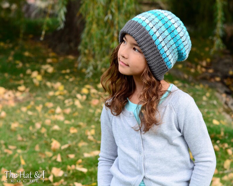 Crochet Hat PATTERN Winter Park Slouchy crochet pattern for slouch hat, beanie pattern 3 sizes Toddler Child Adult PDF Download image 7