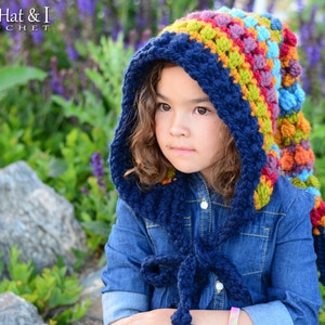 Crochet PATTERN Bohemian Nights Hoodie crochet hood pattern, pixie hat, boho fairy hood pattern 2 sizes Child & Adult PDF Download image 3