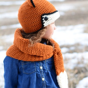 Crochet PATTERN Fox Fancy crochet fox hat pattern cowl scarf pattern, beanie pattern 3 sizes Toddler Child Adult PDF Download image 4