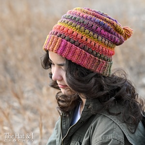 Crochet Hat PATTERN - Slouchy Boho Beanie - crochet pattern for slouch hat, beanie pattern (4 sizes | Toddler Child Adult XL) - PDF Download