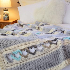 Crochet PATTERN With All My Heart crochet blanket pattern, heart afghan pattern, throw blanket pattern with linked hearts PDF Download image 4