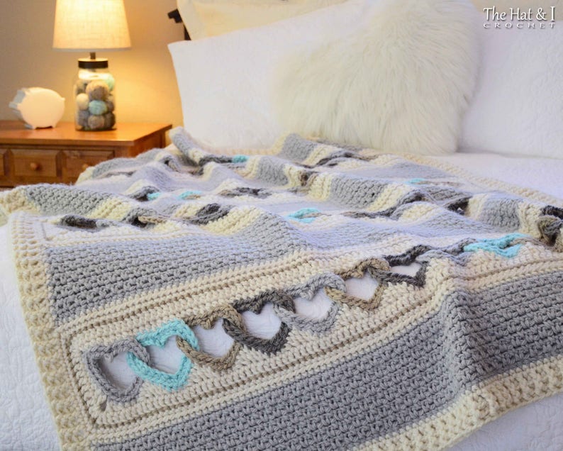 Crochet PATTERN  With All My Heart  crochet blanket pattern