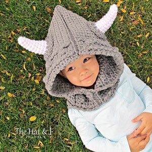 Crochet PATTERN Viking Style crochet hood pattern, hooded cowl, Viking hat pattern 3 sizes Toddler Child Adult PDF Download image 5