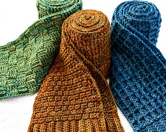 Crochet PATTERN - Timeless Texture Trio - crochet scarf patterns for boys girls men women (4 sizes | Toddler Child Adult XL) - PDF Download