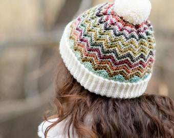 Crochet Hat PATTERN - Peak 2 Peak Beanie - crochet pattern chevron hat, boy girl beanie hat pattern (6 sizes | Baby - Adult) - PDF Download