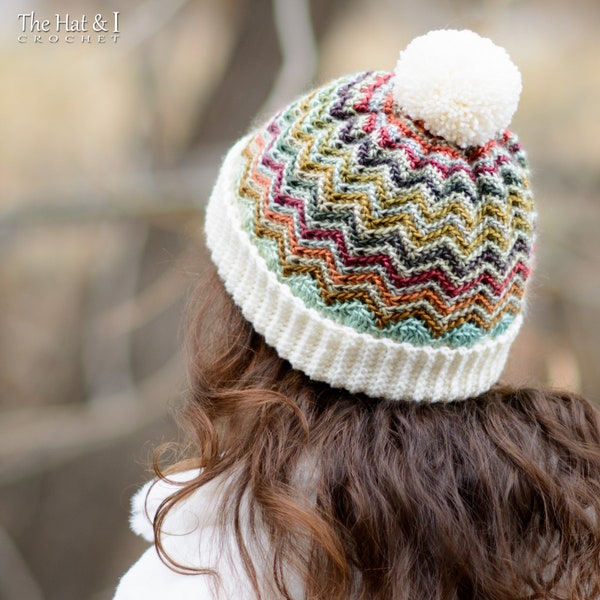 Gehäkelte Mütze MUSTER - Peak 2 Peak Beanie - Häkelanleitung Chevron Mütze, Junge Mädchen Mütze (6 Größen | Baby - Erwachsene) - PDF Download