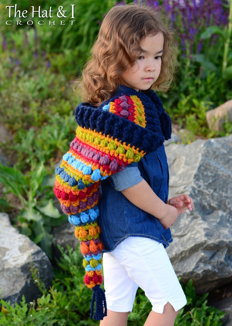 Crochet PATTERN Bohemian Nights Hoodie crochet hood pattern, pixie hat, boho fairy hood pattern 2 sizes Child & Adult PDF Download image 2