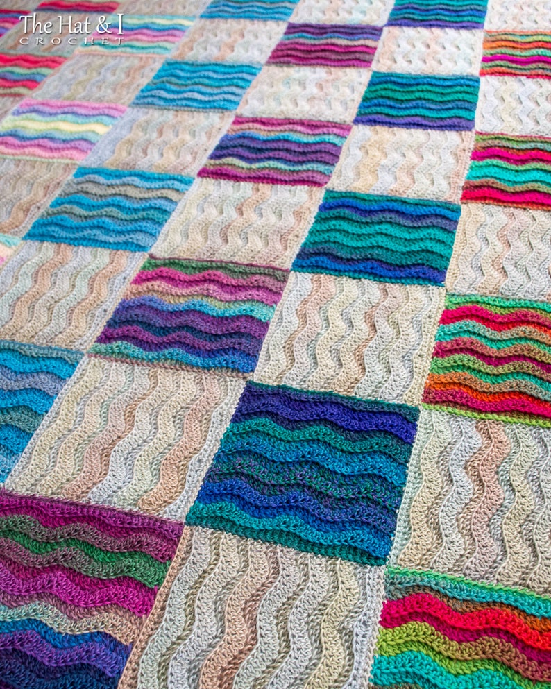 Crochet Blanket PATTERN Waves for Days crochet pattern for throw blanket, modern ripple stitch crochet afghan pattern PDF Download image 4