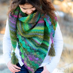 Crochet PATTERN Enchanted Forest Shawl crochet shawl pattern, asymmetrical wrap, triangle shawl scarf pattern PDF Download image 6
