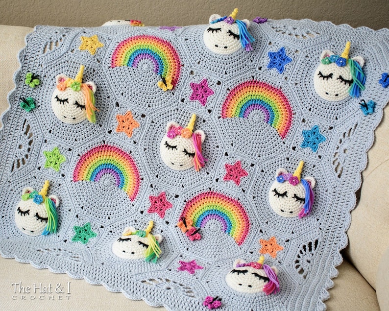 Crochet PATTERN Unicorn Utopia crochet blanket pattern, unicorn afghan pattern, rainbow stars baby blanket pattern PDF Download image 6