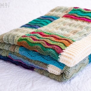 Padrão de crochê para manta - Ondas por Dias - padrão de crochê para manta, padrão moderno de crochê com ponto ondulado - Download em PDF imagem 3