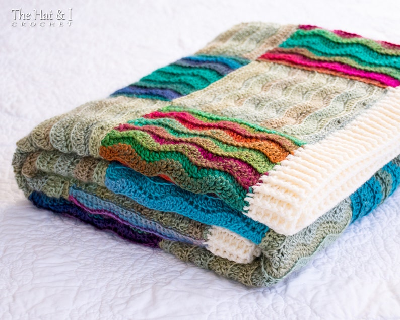 Padrão de crochê para manta - Ondas por Dias - padrão de crochê para manta, padrão moderno de crochê com ponto ondulado - Download em PDF imagem 3