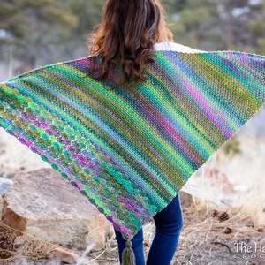 Crochet PATTERN Enchanted Forest Shawl crochet shawl pattern, asymmetrical wrap, triangle shawl scarf pattern PDF Download image 3