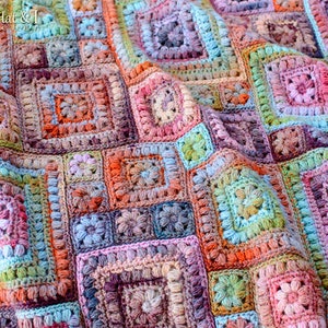 Crochet PATTERN Square Scramble crochet blanket pattern, baby throw blanket pattern, granny squares afghan pattern PDF Download image 1