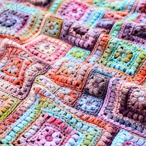 Crochet PATTERN Square Scramble crochet blanket pattern, baby throw blanket pattern, granny squares afghan pattern PDF Download image 9