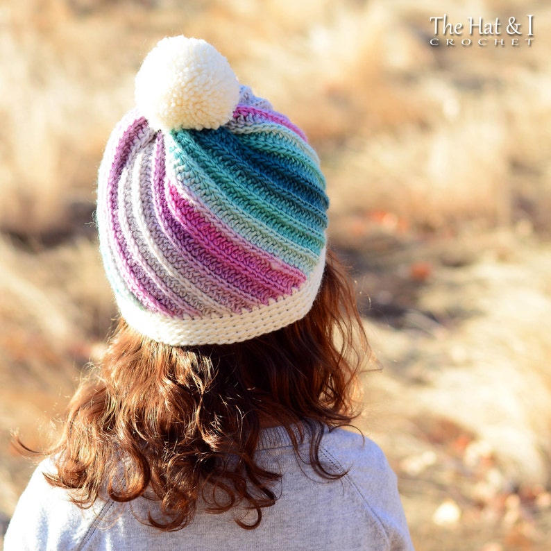 Crochet Hat PATTERN Twist Top Beanie crochet pattern for beanie hat, boy girl beanie pattern 5 sizes Baby Adult PDF Download image 5