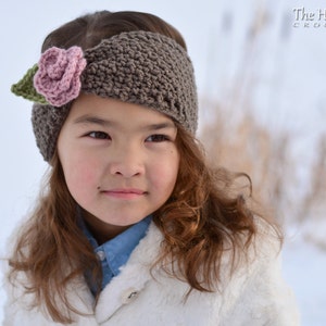 Crochet PATTERN Cottage Rose Warmer crochet headband pattern rose pattern, head wrap pattern 5 sizes Baby Adult PDF Download image 2