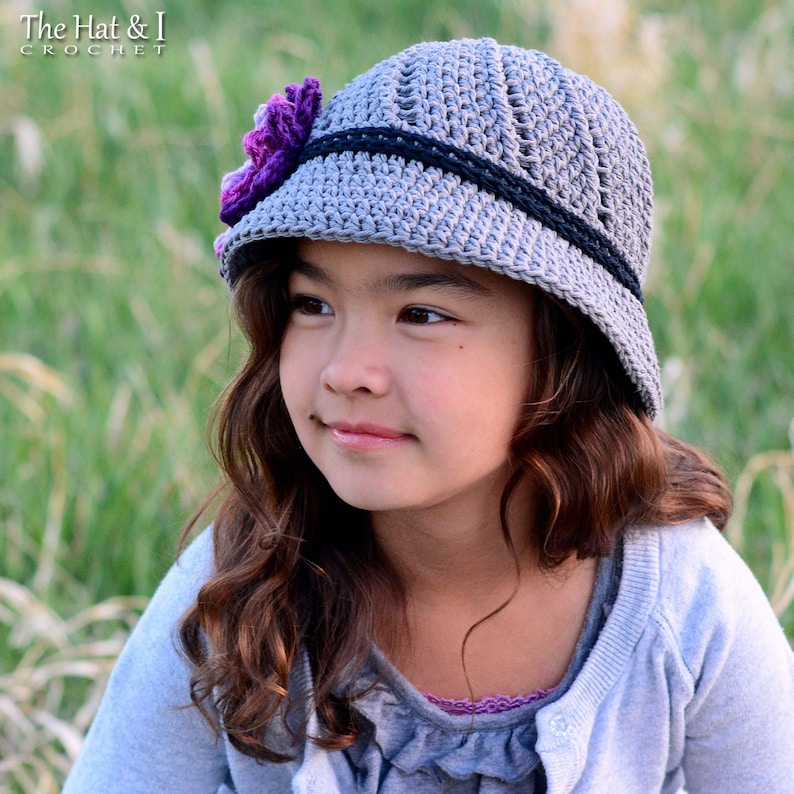 Crochet Hat PATTERN Summer Romance crochet pattern for sun hat flower, bucket hat pattern 5 sizes Baby Adult PDF Download image 4