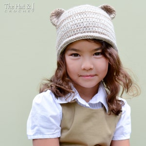 Crochet Hat PATTERN - Boutique Bear Beanie - crochet pattern for bear hat, boy girl beanie pattern (5 sizes | Baby - Adult) - PDF Download