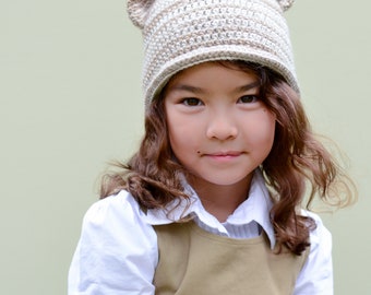 Crochet Hat PATTERN - Boutique Bear Beanie - crochet pattern for bear hat, boy girl beanie pattern (5 sizes | Baby - Adult) - PDF Download