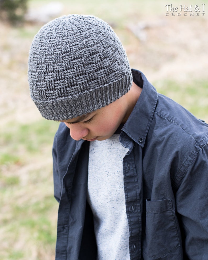 Crochet Hat PATTERN Timeless Texture Toque crochet pattern for boys girls basket weave beanie 6 sizes Baby Adult PDF Download image 3