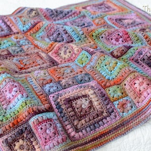 Crochet PATTERN Square Scramble crochet blanket pattern, baby throw blanket pattern, granny squares afghan pattern PDF Download image 8