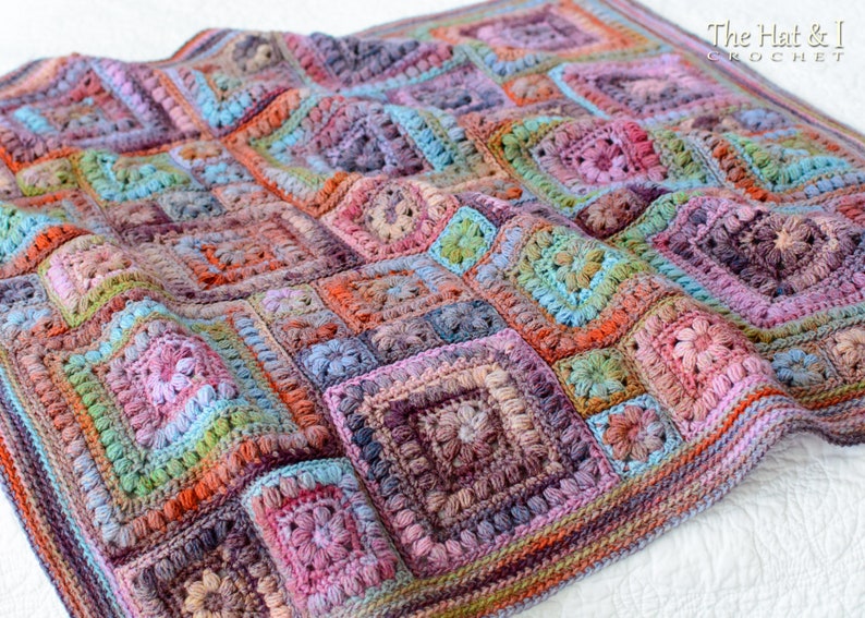 Crochet PATTERN Square Scramble crochet blanket pattern, baby throw blanket pattern, granny squares afghan pattern PDF Download image 8