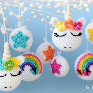 Crochet PATTERN - Unicorn Utopia Ornaments - crochet unicorn pattern, unicorn ornament pattern, star pattern, rainbow pattern - PDF Download