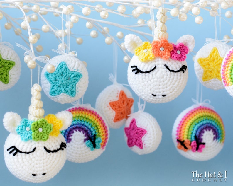 Crochet PATTERN Unicorn Utopia Ornaments crochet unicorn pattern, unicorn ornament pattern, star pattern, rainbow pattern PDF Download image 1