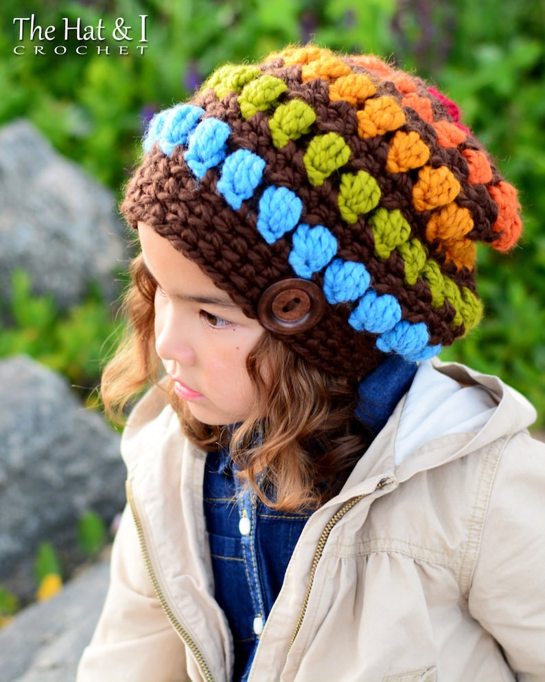 Crochet Hat PATTERN Bohemian Nights Hat crochet pattern for slouch hat, slouchy beanie 3 sizes Toddler Child Adult PDF Download image 1