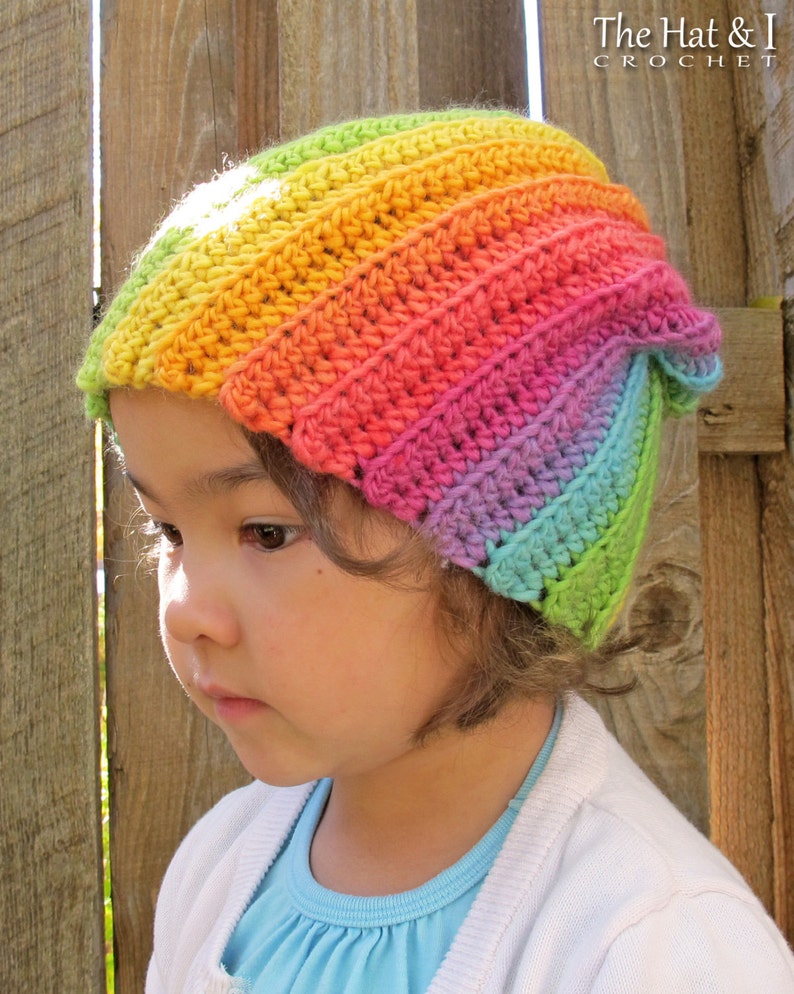 Crochet Hat PATTERN Lollipop Swirl crochet pattern for slouchy beanie hat, unisex beanie pattern 5 sizes Baby Adult PDF Download image 5