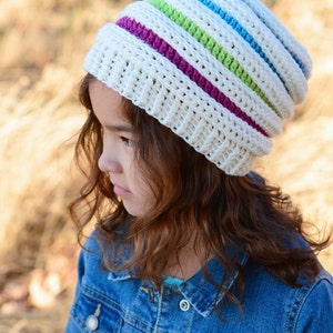 Crochet Hat PATTERN Roll With It crochet pattern for slouchy beanie hat 4 sizes Toddler Child Adult sizes PDF Download image 4