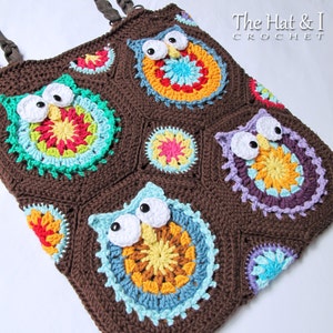 Crochet PATTERN Owl Tote'em crochet bag pattern, owl purse pattern, boho crochet tote bag pattern with colorful owls PDF Download image 2