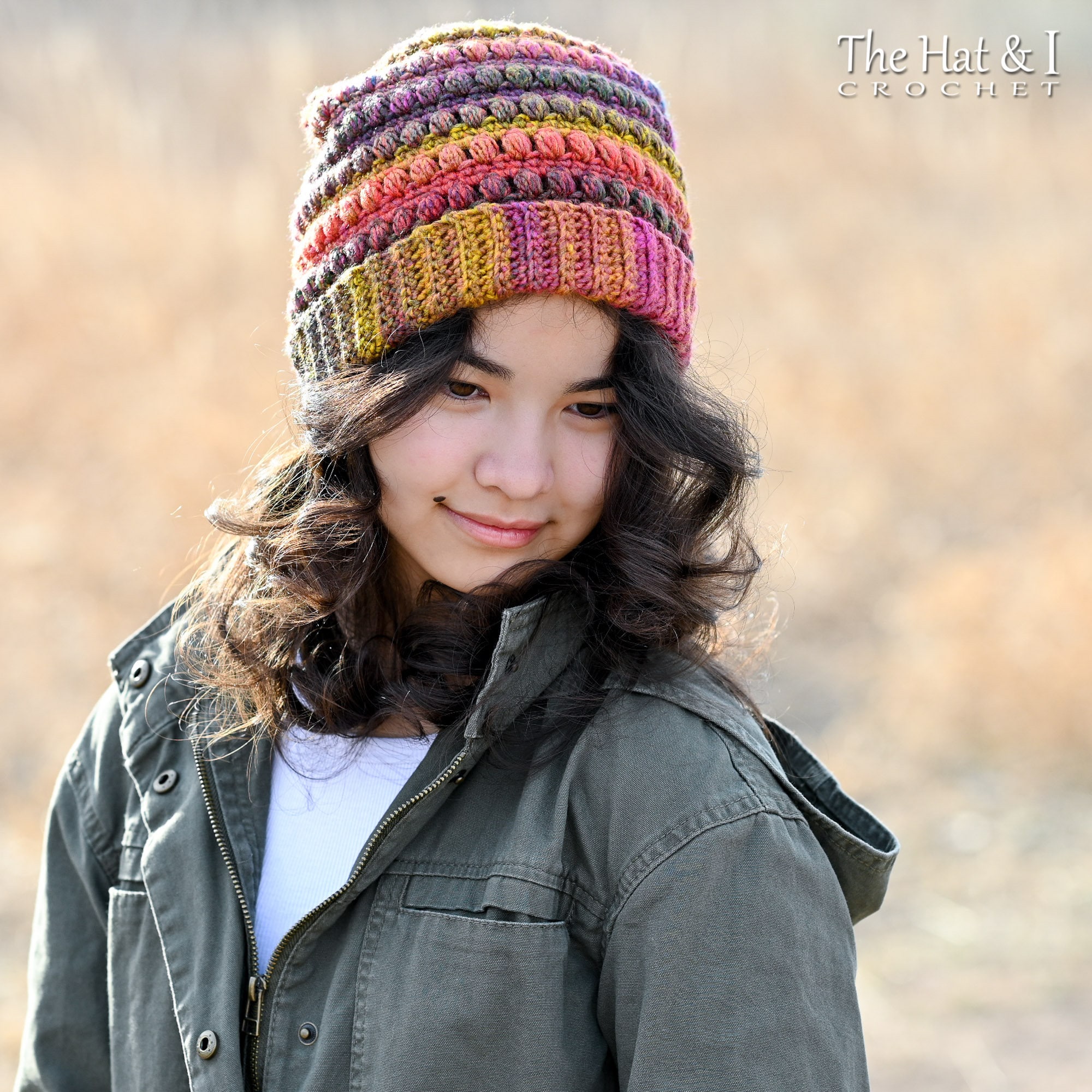 Boho Slouchy Colorful OOAK Handmade Crocheted Versatile Hat Monet main image 3