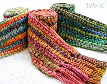 Crochet PATTERN - Boho Scarves - crochet scarf pattern for boys girls kids men women (4 sizes | Toddler Child Adult XL) - PDF Download