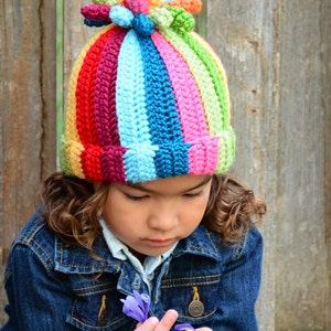 Crochet Hat PATTERN Tutti Frutti crochet pattern for beanie hat, boy girl colorful striped toque 5 sizes Baby Adult PDF Download image 4