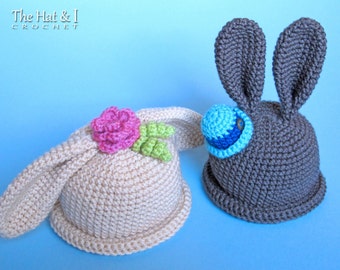 Crochet Hat PATTERN - Some Bunny Hat - crochet pattern for boy girl Easter bunny beanie hat (5 sizes | Baby - Adult) - PDF Download