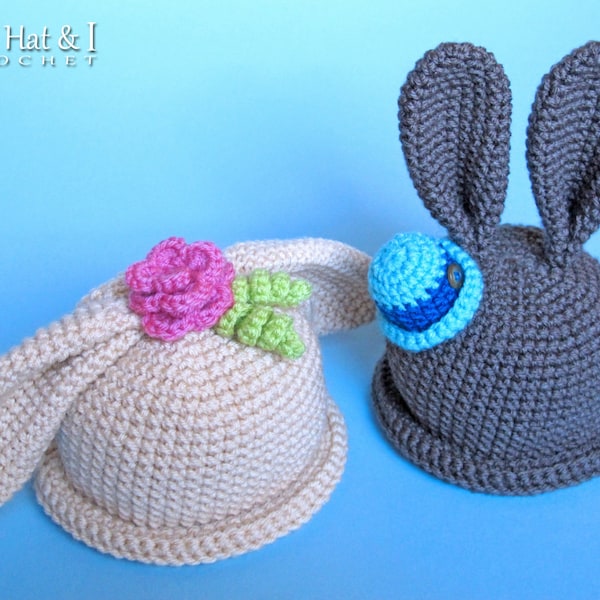 Crochet Hat PATTERN - Some Bunny Hat - crochet pattern for boy girl Easter bunny beanie hat (5 sizes | Baby - Adult) - PDF Download