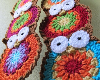CROCHET PATTERN - B Hoo Ur Scarf + Hat - crochet scarf pattern, owl scarf  & hat pattern, teens women girls boys owl pattern - PDF Download