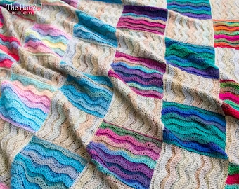 Crochet Blanket PATTERN - Waves for Days - crochet pattern for throw blanket, modern ripple stitch crochet afghan pattern - PDF Download