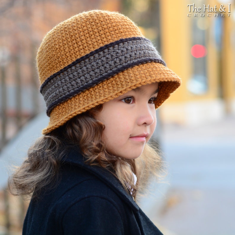Crochet Hat PATTERN Uptown Girl crochet pattern for boys & girls cloche or bowler beanie hat 8 sizes Baby Adult PDF Download image 4